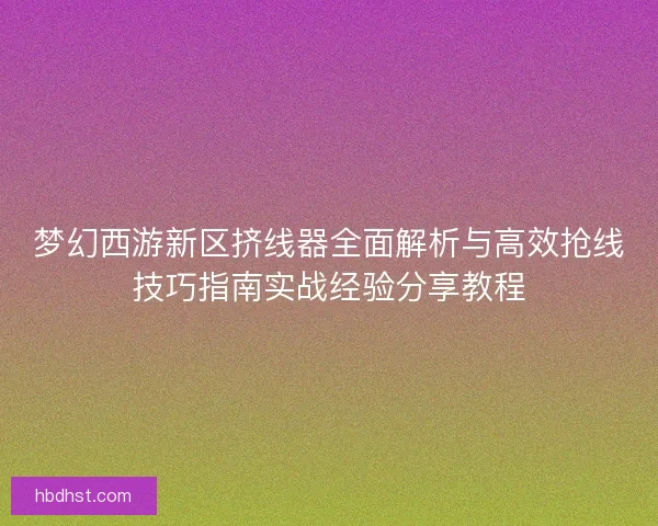 梦幻西游新区挤线器全面解析与高效抢线技巧指南实战经验分享教程
