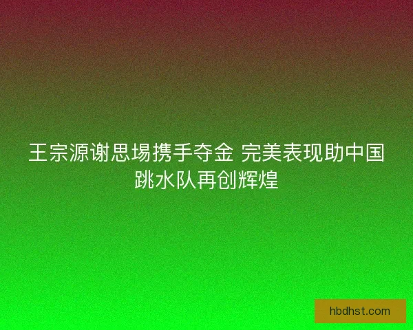王宗源谢思埸携手夺金 完美表现助中国跳水队再创辉煌